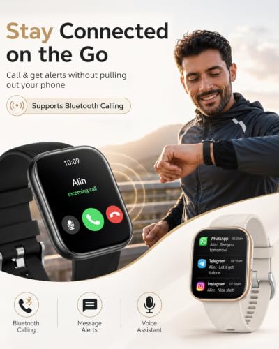 Image of MorePro Health Fitness Tracker (Make /Answer Call), 24 /7 Heart Rate Monitor with Blood Pressure, Blood Oxygen, Sleep Tracking, 120+ Sports Modes Smart Watc, Compatible with iOS Android
