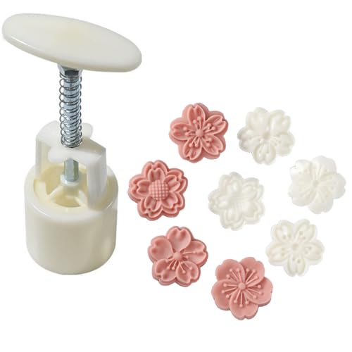 Moules à Gâteau De Lune, Moule Mooncake Fleur, Mooncake Mold Hand-Pressure Lune, Moule de Presse à Biscuits Pâtisserie Mooncake Mould pour Gâteaux, Biscuits, Fondants