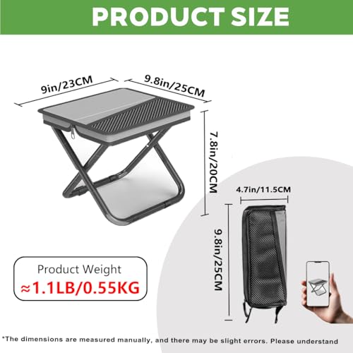 Image of Portable Ultralight Travel Stool Camping Chair Fishing Stool - Gray Carbon Steel and Keychain, Handbag Style Pocket Foldable