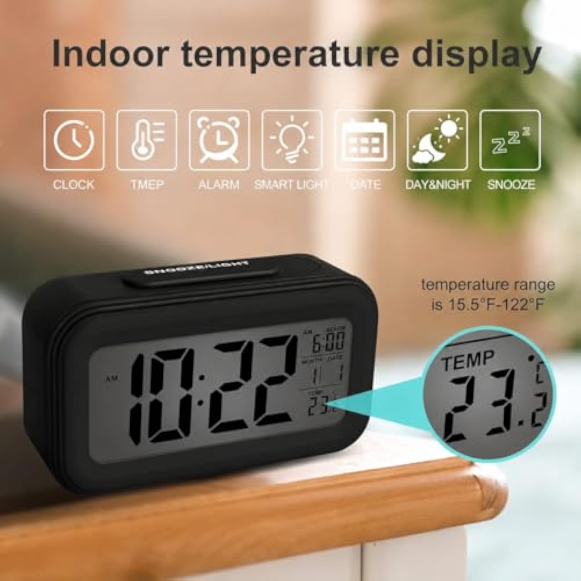 Zambus Plastic Digital Alarm Clock with Automatic Sensor