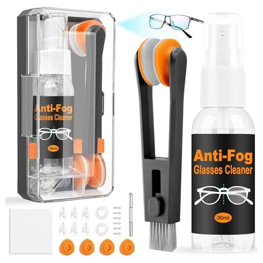 Glasses Cleaning Kit Eyeglass Cleaner, Anti Fog Lens Cleaner Spray with Microfiber Lens Cleaning Cloth, Eye Glass Repair Kit with Screws and Screwdriver, Nose Pads, Portable Glasses Cleaner Tool