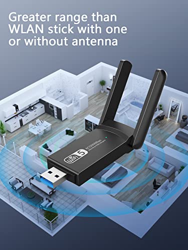 ElecMoga USB-wifi-adapter, 1200 Mbps, wifi-dongle, draadloze dual-band, 2.4G/5G, USB 3.0, wifi-stick, mini-netwerkkaart… - Image 5