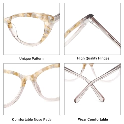 Image of VOOGLAM Cat Eye Style Oversized Glasses Frames for Women, Patchwork Anti-blue Light Anti Glare Glasses-7703