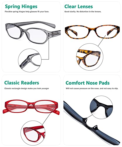 Image of Eyekepper 5 Pack Reading Glasses Women - Spring Hinge Ladies Readers +3.00