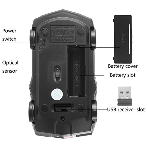 Firstmemory Car Mouse Wireless, 2.4G Cool Sport Race Car Mouse Novelty Optical Car Computer Mouse, 1600 Dpi For Pc Laptop Desktop (Black) #TOP4