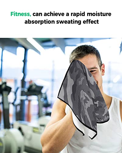 Golf Towel Gray Military Camouflage Army Art Waffle Pattern Towels With Carabiner Clip,Microfiber Golf Accessories Camo Forest Club Cleaner Towel For Golf Bags #TOP7