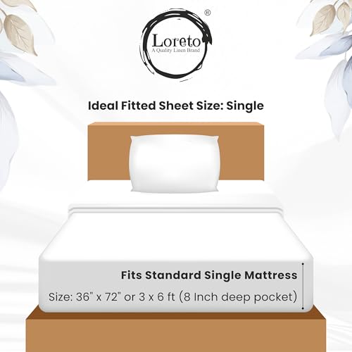 Image of LORETO - A QUALITY LINEN BRAND 100% Cotton Elastic Fitted Bedsheets Single Bed with 1 Pillow Cover All Around Elastic Fitted Bed Sheet for Single Size Mattress - 72 x 36 Inch, Blush Pink Vine Blooms