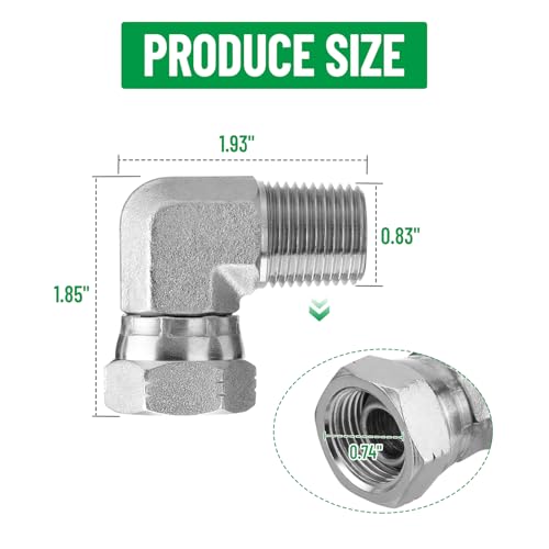 Image of 90 Elbow Hydraulic Fitting: 1 /2 inch NPTF Male x 1 /2 inch NPSM Female