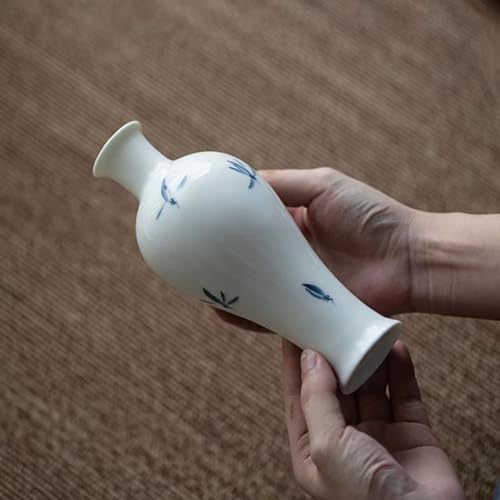 Vase style chinois haut de gamme dessiné à la main, objet d'art de 17,5 cm - 4