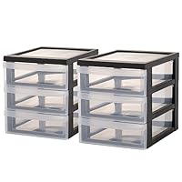 Iris Ohyama, Aufbewahrungsturm aus Kunststoff, 3 kleine Schubladen, 2 Stück, schwarz, leicht zu öffnen, Format A5, Möbel, Organizer, für Büro, Schulbedarf, Schreibwaren, BPA-frei, DC-A5