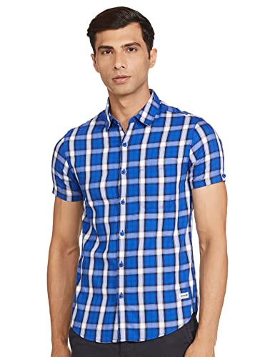 Image of Spykar Men's Checked Slim Fit Shirt