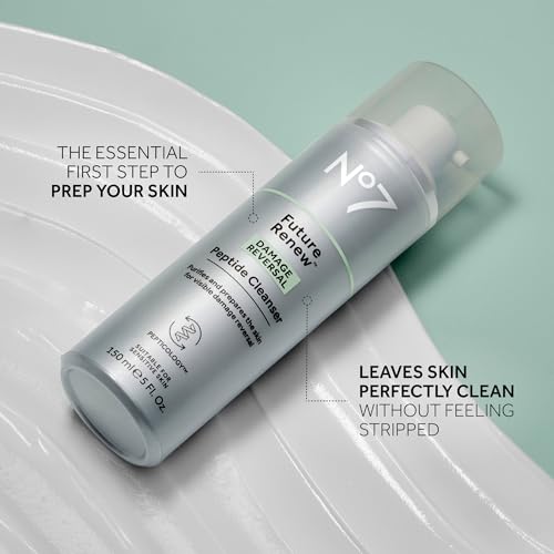 No7 Future Renew Damage Reversal Peptide Gentle Face Cleanser - Anti-Aging Face Wash to Help Visibly Remove Impurities for Smoother, Nourished Skin - Fragrance-Free Formula (5 Fl Oz)
