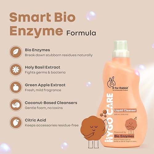 Image of R for Rabbit Hygocare 1000 ml Baby Liquid Cleanser for Washing Toys|Nipples Powered by Bio Enzymes Residue Free Anti Bacterial