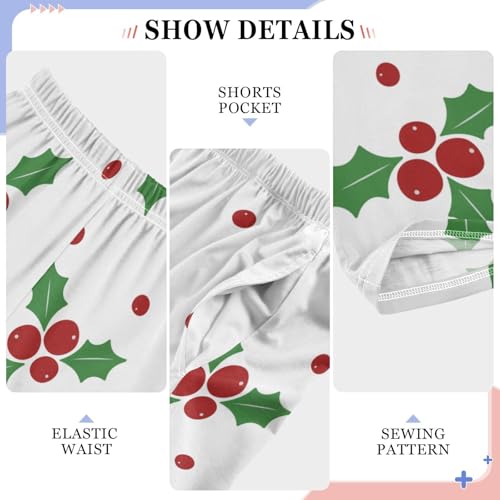 Boys' Pants Christmas Berries White Holiday Long Bottoms Jogger Pants Elastic Waist Trousers with Pockets S-XL4