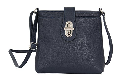 AMBRA Moda GL007 - Sac à bandoulière sac portés épaule en cuir véritable pour femme (bleu...