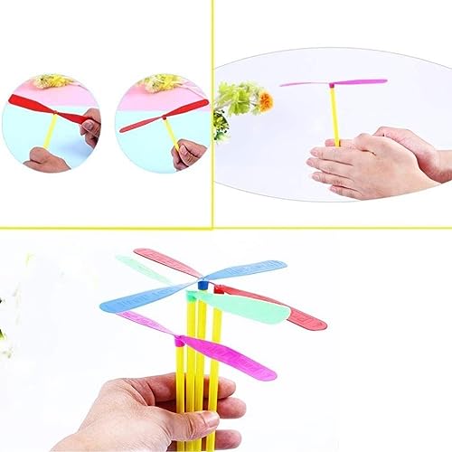 Image of 10-Pack Colorful Dragonfly Bamboo Whirl A Copter Helicopter Flying Toy, Dragonfly Propeller Outdoor Flying Toy for Kids (Multicolour)