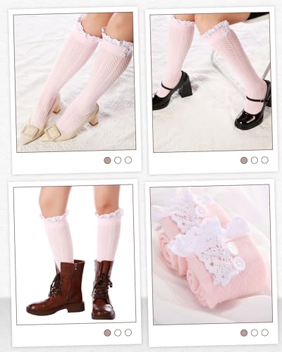 Image of Syhood Long Button Boot Socks with Lace