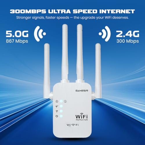 Image of GameSir WiFi Repeater 300Mbps Wireless Range Extender | 4 High-Gain Antennas | WiFi Signal Booster for Home, Office, | Supports WPS, AP & Repeater Mode (5)