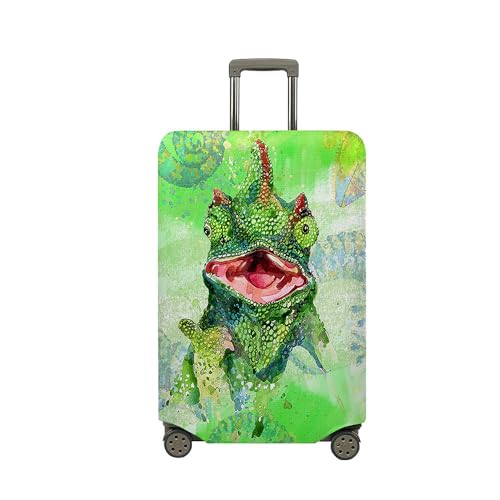 Coperture per Valigie Stampa di Camaleonte Cover Proteggi Valigia Elastico Bagagli Copertura Protettiva Coprivaligie da Viaggio per 18 a 32 pollici Verde 4S18-21