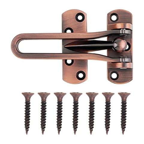 HOJLKLD Swing Bar Door Lock Latch, Home Security Door Guard, Front Door Locks for Kids Home Hotel Apartment (Red Bronze) Cover