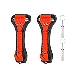 TuTuYa 2 Pack Car Window Breaker, 2-in-1 Car Emergency Hammer & Seat Belt Cutter, Car Essentials Glass Breaker with 2 PCS Survival Whistle (2 Window Breaker+2 Survival Whistle)