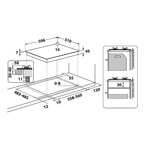 Piano de cuisson à gaz Hotpoint HAGD 61SMR Brûleurs à Induction 596 cm 51 cm - vue 10