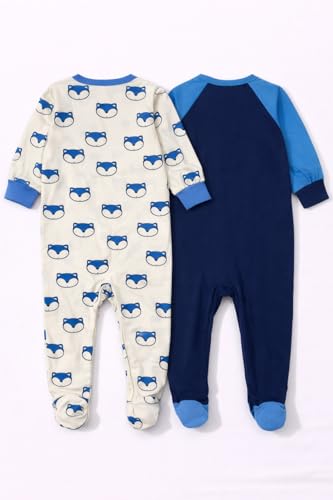 Image of TuddyBuddy 100% Cotton Multi Color Zipper Romper Sleepsuit /Romper /Jumpsuit for Baby Boy & Baby Girl