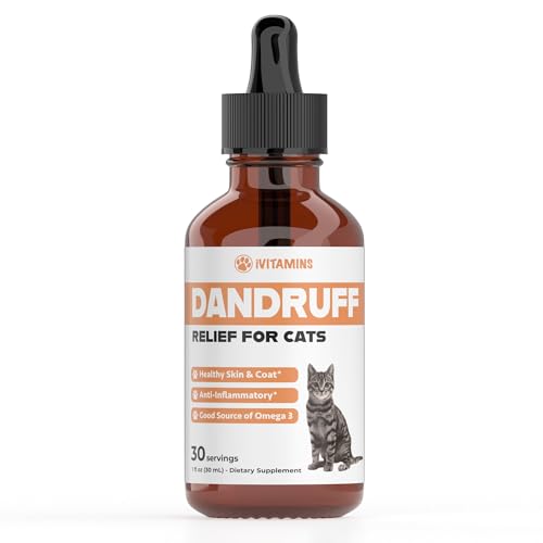Cat Dandruff Treatment | Naturally Supports a Health Skin & Coat Health | Omega 3 for Cats | Cat Itchy Skin Relief | Allergy Relief for Cats | 1 fl oz