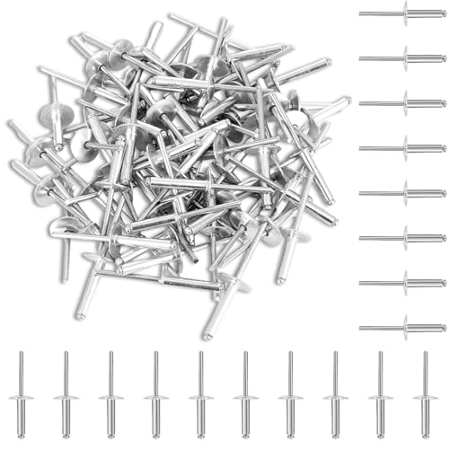 60 Stück Blindnieten, Aluminiumlegierung Blindniet mit Großkopf 4.8x20mm, Silber Blindnieten Set, Nieten Set, Geeignet zum Verbinden von Leichten Werkstoffen