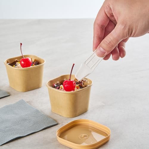 Image of Coppetta 3 Ounce Dessert Cups, 50 Greaseproof Ice Cream Cups - Lids Sold Separately, For Hot And Cold Foods, Kraft Paper Yogurt Bowls, Disposable,For Sundaes, Mousse Or Puddings - Restaurantware