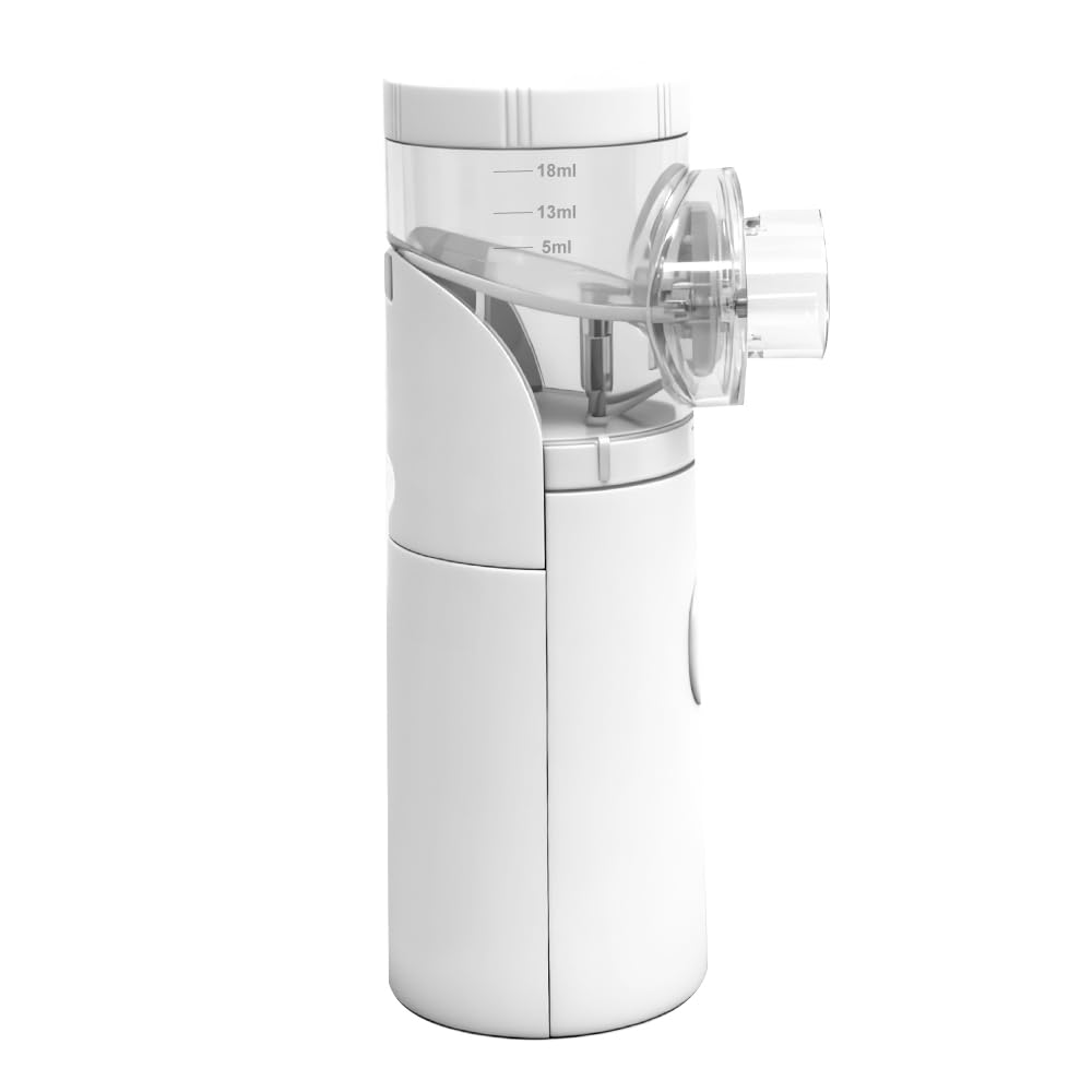 Aerosol portatile silenzioso, Aerosol bambini, Macchina aerosol adulti uso domestico è dotato di due maschere facciali e boccagli, Aereosol adatto per la casa e i viaggi（Bianco）