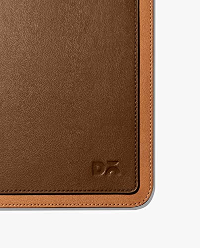 Image of DailyObjects Dart Large Premium Vegan Leather Desktop /Laptop Desk Mat for Work from Home /Office /Gaming | Cable Organiser & Hideway Storage | Extended Mousepad & Water-Resistant - Tan - Model - R2