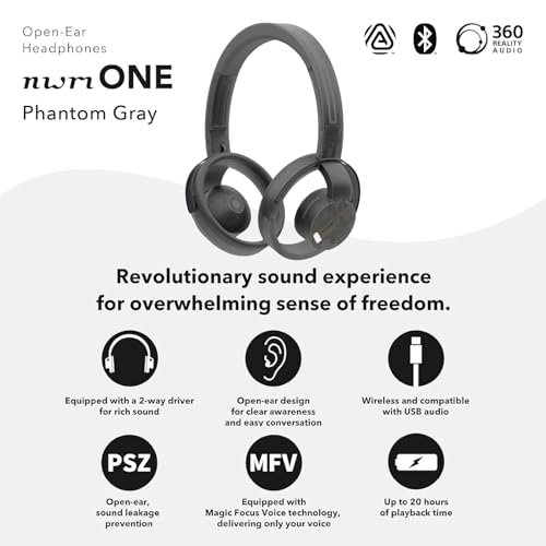 Image of nwm ONE Wireless Open-Ear Headphones | Prevents Sound Leakage with PSZ Technology (Bone Conduction Alternative) | Bluetooth 5.3 | Multipoint | 20-Hour Battery Life with Microphone | Phantom Gray