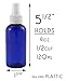 4oz Cobalt Blue Plastic PET Boston Round Fine Mist Spray Bottles (12-Pack w/ White Sprayers); Labels Included