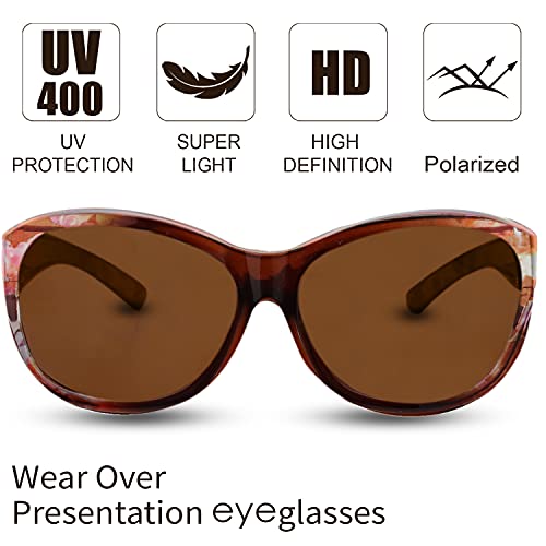 Image of The Fresh High Definition Polarized Wrap Around Shield Sunglasses for Glasses - Leather Eyeglasses Case