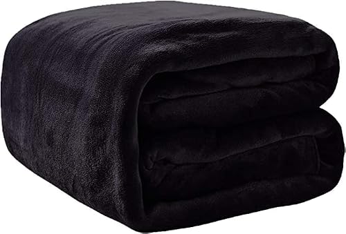 Artistic Fashionista* New Thermal Super Soft Velvet Faux Fur Mink Throw Blanket Soft Warm Thick Bed Sofa Cover Single Double King (Single - 127x152cm, Black)