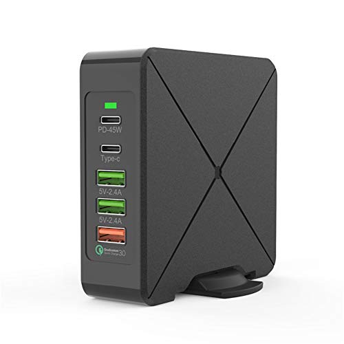 45W / 10W Dual-PD USB-C-Ladegerät, 75W 5-Port USB-C Adapter Desktop-Ladestation Mit 18W QC 3.0 Quick Charge-Port Kompatibel Mit Nintendo Switch, Smart