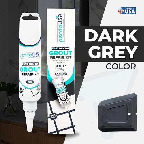 PentaUSA Tile Grout Repair Kit - Dark Grey Filler, Triple Protection, Fast Drying Formula Restores and Renews Lines With Float (8.8oz / 250gr) - Thumbnail 3