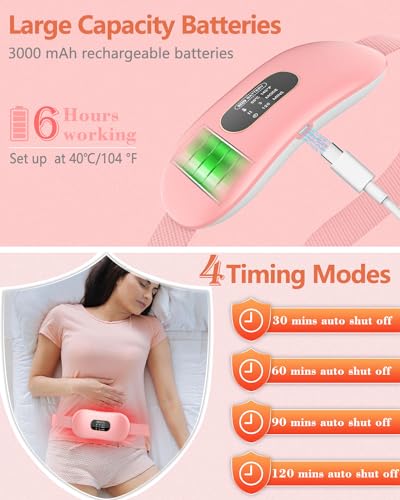 Portable Heating Pad for Period Cramps with Timer and Massager - Women and Girls