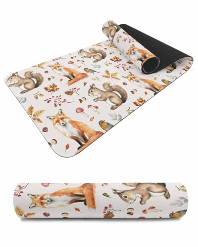 Debedcor Heat Proof Table Pads Waterproof Decorative, Fall Animals Non-Slip Table Countertop Protector, Autumn Thanksgiving Leaves Rustic Insulation Mat for Dining Room, 48 x 12 Inches