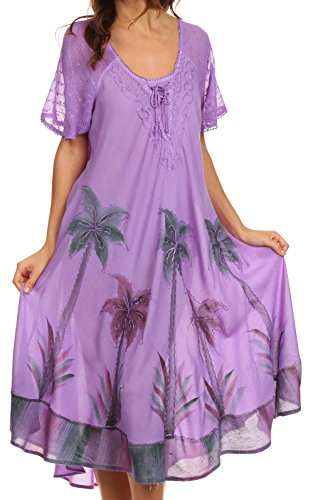 Sakkas Kai Palm Tree Caftan Tank Dress/Cover Up