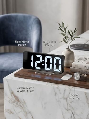 Image of Hournor Smart Digital Alarm Clock with LED Display,USB Powered,Auto Sensor Night Light, Time Date Temperature Display, Loud Alarm Clock for Heavy Sleepers, Bedside Table, Study Desk and Office Use