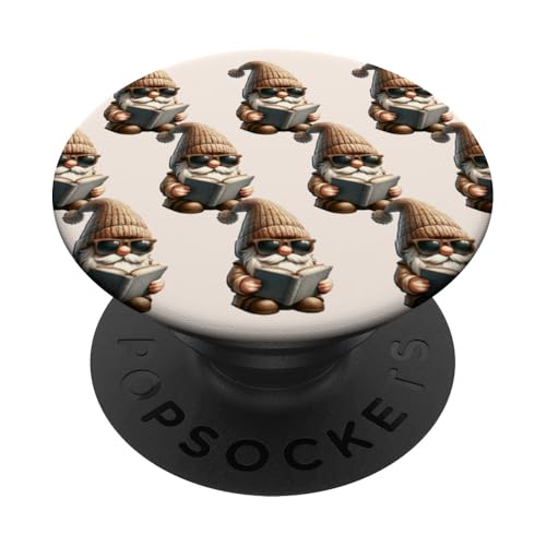 Cool GNOME Reading A Book Graphic for Teacher and Librarian PopSockets PopGrip Adhésif