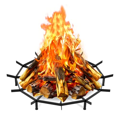Firepit Grate Round 24 Inch Heavy Duty Fireplace Log Grate Round Metal for Outdoor Fire Pit Grate Campfire Firewood Grates for Fireplace Rounds Indoor for Chimney Hearth Camping Tools