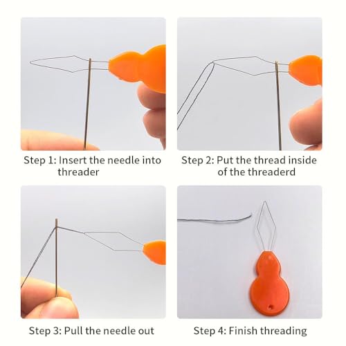 Image of Needle Threader, Small Needle Eye Threader Tool, Easy Threader for Machine and Hand Sewing, Threading, Ideal for Needlework, with Transparent Box, Color Random (6pcs) (5 pcs Threader with Box)