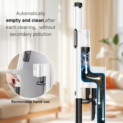 Image of Cordless Stick Vacuum Cleaner with Auto Empty System Self-Charging Base, Powerful Suction for Pet Hair on Carpet & Hardfloor, Lightweight Anti-Tangled Handheld Vacuum, HEPA Filtration, Black