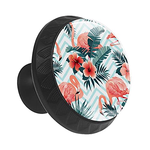 Boutons de commode flamant rose 35mm ronds antidérapants pour meubles de rangement - 3