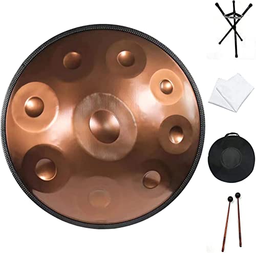 432 Hz Hand-pan Drum, D Minor 9 Notes 22 Inch Hand Drum, con bolsa suave, 2 mazos de mano, soporte para mano, paño antipolvo, para sanación sonora, meditación personal, yoga