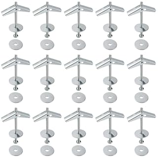 Lyeteung 15 Set 1/8 '' Tasselli a Levetta, Tasselli a Molla, Kit di Viti per Cartongesso e Bulloni a Levetta a Molla ad Alette, con Rondelle, per Cartongesso, Pareti