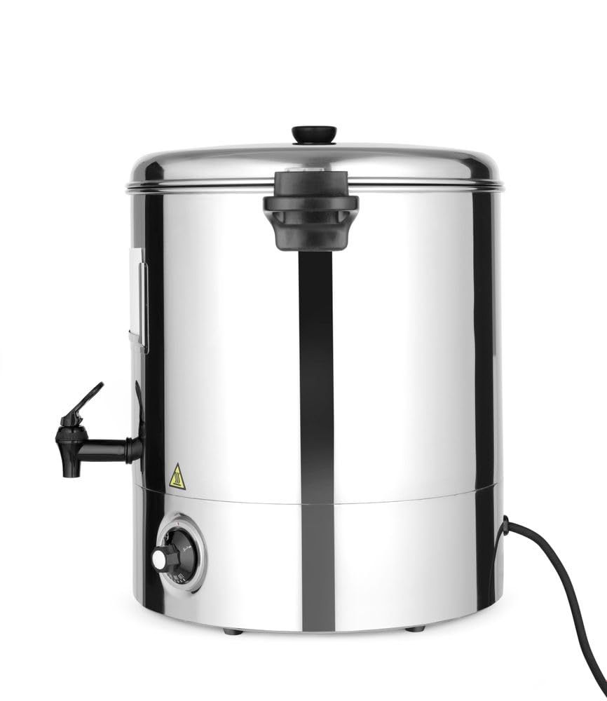 HENDI Heissgetränkespender, Einwandig, für Glühwein und kochendes Wasser (nicht für Kakao), Temperatur regelbar bis 110°C, für warmhalten von Gläsern, 28L, 230V, 2200W, 500x465x(H)490mm, Edelstahl